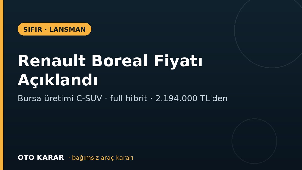 Renault Boreal Fiyatı Açıklandı: Bursa Üretimi C-SUV 2.194.000 TL'den